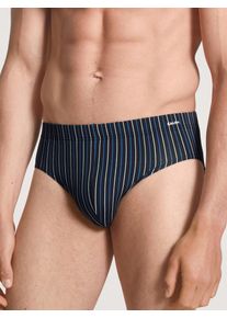 Slip Calida "Cotton Code", Herren, Gr. L (52/54), schwarz, Single Jersey, Obermaterial: 95% Baumwolle, 5% Elasthan, gestreift, normal, Unterhosen Slip, weicher Elastikbund, Baumwollmix, Streifen-Design
