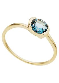 Goldring Firetti "Schmuck Geschenk Gold 333 Damenring Goldring Edelstein Farbstein" Gr. 16, gold (gelbgoldfarben, blau), Fingerringe, Damen, 16, Gelbgold 333, 1,5mm, Goldring, mit Blautopas (behandelt)