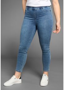 Skinny-fit-Jeans Arizona "Ultra Stretch - Curve Collection", Damen, Gr. 44, N-Gr, blau (blau used), Denim/Jeans, Obermaterial: 66% Baumwolle, 30% Polyester, 4% Elasthan, Basic, skinny fit kn&ouml;chellang, Jeans Skinny-fit-Jeans, High Waist