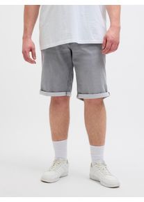 Jack & Jones PlusSize Shorts "JJIRICK JJICON I.K. SHOR", Herren, Gr. 46 (6XL), N-Gr, grau (grau denim), Denim/Jeans, Obermaterial: 80% Baumwolle, 18% Polyester, 2% Elasthan, JACK & JONES PLUSSIZE, unifarben, regular fit knielang, Hosen Shorts, mit Umschlag