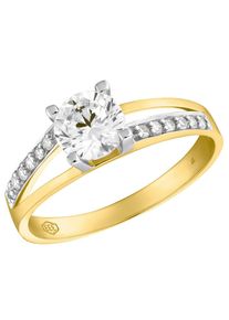 Fingerring Amor "Solit&auml;r, 2020396-97-98-99-202400" Gr. 58, gold (gelbgoldfarben, kristallwei&szlig;), Fingerringe, Damen, 58, Gelbgold 333, Fingerring, mit Zirkonia (synth.)
