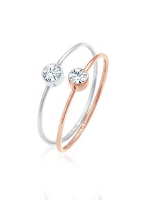 Ring-Set Elli "Ring Solit&auml;r Kristalle (2 tlg) 925 Bicolor" Gr. 50, rosa (rosegold), Fingerringe, Damen, 50,mit Stein, Silber 925 (Sterlingsilber), 4mm, Ring-Set
