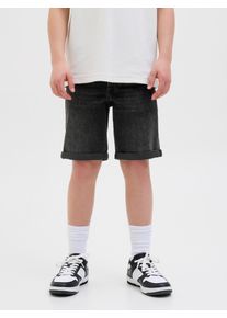 Jack & Jones Shorts JACK & JONES JUNIOR "JJIRICK bequem mit mittlerer Taille f&uuml;r Jungen", Jungen, Gr. 176, N-Gr, blau (schwarz denim detail:am 363, am 389), Web, Obermaterial: 98% Baumwolle, 2% Elasthan, Abriebeffekte, unifarben, regular fit knielang, Hosen Shorts, unifarben, modisch, regular fit, Web