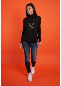 Langarmshirt Seidel Moden, Damen, Gr. 52, schwarz, Obermaterial: 95% Viskose, 5% Elasthan, bedruckt, Shirts Langarmshirt, MADE IN GERMANY