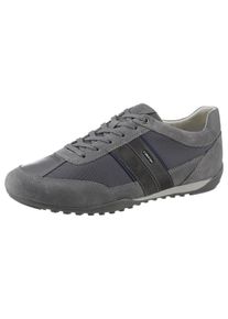 Sneaker Geox "U WELLS C", Herren, Gr. 44, grau (dunkelgrau), Synthetik, Textil, Veloursleder, Schuhe Sneaker, Casual Schuh, Schn&uuml;rschuh mit Logoverzierung