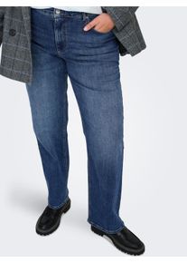 Straight-Jeans Only CARMAKOMA "CARWILLY MID STRAIGHT DNM TAI021", Damen, Gr. 46, L&auml;nge 32, dunkelblau denim, Denim/Jeans, Obermaterial: 92% Baumwolle, 6% Elastomultiester, 2% Elasthan, unifarben, gerade, Jeans Straight-Jeans