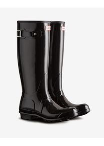 Gummistiefel Hunter "ORIGINAL TALL GLOSS BOOT", Damen, Gr. 39, schwarz, Synthetik, gl&auml;nzend, Schuhe Gummistiefel, wasserdicht