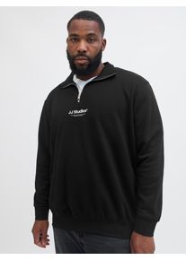 Jack & Jones PlusSize Sweatshirt "JJESOHO SWEAT QUARTER ZIP HN NOOS PLS", Herren, Gr. 3XL, schwarz, Sweatware, Obermaterial: 80% Baumwolle, 20% Polyester, JACK & JONES PLUSSIZE, bedruckt, unifarben, regular fit normal, hoch geschlossener Ausschnitt, Rippb&uuml;ndchen, Sweatshirts Sweatshirt