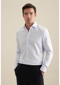 Businesshemd Seidensticker "Schwarze Rose", Damen, Gr. XL (44), normale &Auml;rmell&auml;ngen, blau, Strukturmuster, gemustert, tailored fit, 2-Knopf-Manschette, Hemden Businesshemd, Shaped 1/1 Kentkragen Struktur