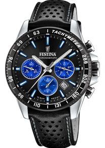 Chronograph Festina "Timeless Chronograph", schwarz (schwarz, schwarz), Armbanduhren, Herren, Chronograph, Armbanduhr, Quarzuhr, Herrenuhr, Stoppfunktion, Lederarmband