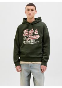 Jack & Jones Kapuzensweatshirt JACK & JONES "JJELOGO SWEAT HOOD 2 COL 25/26 NOOS", Herren, Gr. XS, bunt (duffel bag), angeraute Sweatware, Obermaterial: 70% Baumwolle, 30% Polyester, bedruckt, regular fit normal, Rundhals, Rippb&uuml;ndchen, Sweatshirts Kapuzensweatshirt, mit stylischem Print