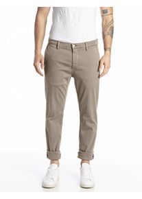 Chinohose Replay "ZEUMAR", Herren, Gr. 32, L&auml;nge 34, beige (sand), Web, Obermaterial: 91% Baumwolle, 6% Elastomultiester, 3% Elasthan, unifarben, slim fit normal, Hosen Chinohose, Slim Fit