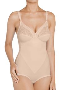 Miederbody Triumph "Formfit BS X", Damen, Gr. 95, Cup B, beige (natur), Obermaterial: 54% Polyamid, 22% Baumwolle, 19% Elasthan, 5% sonstige Fasern, figurbetont, Bodys Miederbody, florale Spitze, runder R&uuml;ckenausschnitt, tiefer V-Ausschnitt