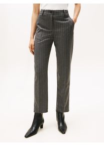 Webhose Tommy Hilfiger "PINSTRIPE SLIM STRAIGHT PANT", Damen, Gr. 46, N-Gr, mid grau heather pinstripe, Web, Obermaterial: 63% Polyester, 34% Viskose, 3% Elasthan, Nadelstreifen, gestreift, meliert, slim fit, Hosen Webhose, mit Nadelstreifen