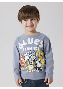 Langarmshirt name it "NMMALEX BLUEY LS NREG TOP NOOS SKY", Jungen, Gr. 92, tradewinds (blank), Jersey, Obermaterial: 95% Baumwolle, 5% Elasthan, bedruckt, Basic h&uuml;ftbedeckend, Rundhals, abgesteppte Kante, Shirts Langarmshirt