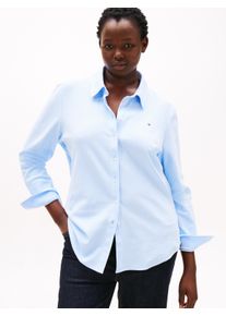 Langarmbluse Tommy Hilfiger Curve "CRV 1985 SLIM PIQU", Damen, Gr. 50, blau (ithaca stp, vessel blau), Piqu&eacute;, Obermaterial: 96% Baumwolle, 4% Elasthan, gestreift, slim fit normal, Blusen Langarmbluse, in gro&szlig;en Gr&ouml;&szlig;en, aus Pique Qualit&auml;t