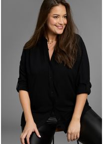 Longbluse LAURA SCOTT CURVE, Damen, Gr. 56, schwarz, Web, Obermaterial: 100% Viskose, unifarben, Basic, figurumspielend, V-Ausschnitt, Blusen Longbluse, im Tunika Stil aus weicher Viskose - GROSSE GR&Ouml;SSE