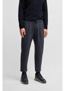 Webhose BOSS Green "T Convert-Pleat", Herren, Gr. 50, N-Gr, blau (dunkelblau402), Web, Obermaterial: 95% Polyester, 5% Elasthan, unifarben, Basic kn&ouml;chellang, Hosen Webhose, mit Zugbund und Markenlabel Bundfaltenhose Anzughose Stretchhose