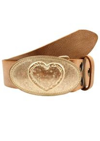 Lederg&uuml;rtel RETTUNGSRING G&Uuml;RTEL, Damen, Gr. 110, braun (hellbraun), Leder, unifarben, G&uuml;rtel Lederg&uuml;rtel, mit austauschbarer Schlie&szlig;e &raquo;Herz Oval Rosa&laquo;
