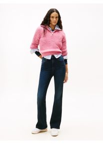 Bootcut-Jeans Tommy Jeans "SYLVIA HGH FLR DI1261", Damen, Gr. 29, L&auml;nge 32, blau (denim blau schwarz), Denim/Jeans, Obermaterial: 98% Baumwolle, 2% Elasthan, unifarben, regular fit, Jeans Bootcut-Jeans, in ausgestellter Form