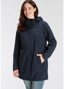 Funktionsparka Jack Wolfskin "SOLAIA PARKA W", Damen, Gr. 46, blau (night blau), Obermaterial: 100% Polyester. Futter: 100% Polyester, hoch geschlossener Ausschnitt, mit verstellbarem Klettverschluss, Jacken Funktionsparka, W&auml;rmend, winddicht, &Uuml;bergangsjacke