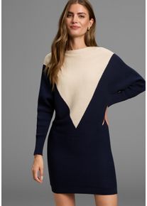 Strickkleid Laura Scott, Damen, Gr. 36, N-Gr, blau (navy, creme), Ottomane, Obermaterial: 70% Viskose, 30% Polyamid, l&auml;ssig geschnitten mini, Rundhals, Fledermaus&auml;rmel, Kleider Strickkleid, zweifarbig, aus weicher Baumwollmisch-Qualit&auml;t - NEUE KOLLEKTION