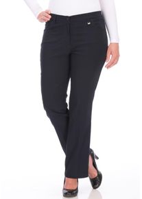 5-Pocket-Hose KjBRAND "Betty Bengaline", Damen, Gr. 46, N-Gr, blau (marine), Web, Obermaterial: 80% Viskose, 17% Polyamid, 3% Elasthan, bequem lang, Hosen 5-Pocket-Hose, in bequemer Form