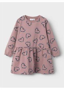 Minikleid name it "NMFOLUKRIA LS SWEAT DRESS BRU", M&auml;dchen, Gr. 128, N-Gr, toadstool, Obermaterial: 95% Baumwolle, 5% Elasthan, bedruckt, regular fit, Rundhals, Kleider Minikleid
