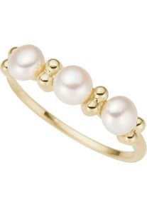 Fingerring Firetti "Schmuck Geschenk Gold 333 Damenring Goldring" Gr. 19, gold (gelbgoldfarben, wei&szlig;), Fingerringe, Damen, 19, Gelbgold 333 Perlen, 1mm, Gelbgold 333, Perlen, Fingerring, mit S&uuml;&szlig;wasserzuchtperle
