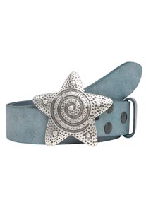 Lederg&uuml;rtel RETTUNGSRING G&Uuml;RTEL, Damen, Gr. 95, blau (jeansblau), Leder, unifarben, G&uuml;rtel Lederg&uuml;rtel, mit austauschbarer Schlie&szlig;e &raquo;Seestern Silber&laquo;