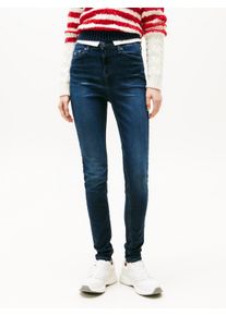 Skinny-fit-Jeans Tommy Jeans "Nora Mid Rise Skinny Fit", Damen, Gr. 31, L&auml;nge 34, blau (denim schwarz), Denim/Jeans, Obermaterial: 98% Baumwolle, 2% Elasthan, unifarben, skinny fit, Jeans Skinny-fit-Jeans, Im 5-Pocket_Style