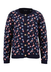 Cardigan Blue Seven, M&auml;dchen, Gr. 92, blau (nachtblau), Strick, Obermaterial: 100% Baumwolle, bedruckt, gebl&uuml;mt, regular fit normal, Rundhals, Strickkante, Strickjacken Cardigan, im s&uuml;&szlig;en Bl&uuml;ten-Alloverdesign