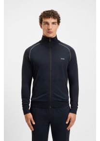 Sweatjacke BOSS "Mix&Match Jacket Z", Herren, Gr. S (48), blau (dunkelblau), Sweatware, Obermaterial: 95% Baumwolle, 5% Elasthan, kontrastfarbene Details, unifarben, regular fit h&uuml;ftbedeckend, Raglan&auml;rmel B&uuml;ndchen, Sweatjacken Sweatjacke, mit Kontrastnaht am &Auml;rmel
