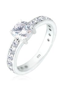 Silberring Elli "Ring Solit&auml;r Zirkonia 925 Sterling Silber" Gr. 56, wei&szlig;, Fingerringe, Damen, 56, Silber 925 (Sterlingsilber), Silberring