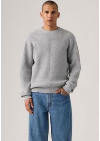 Levi's Rundhalspullover LEVI'S, Herren, Gr. S, grau (mid tone grau heather), Grobstrick, Obermaterial: 80% Wolle, 20% Polyamid, normal h&uuml;ftbedeckend, Rundhals, Rippb&uuml;ndchen, Pullover Rundhalspullover