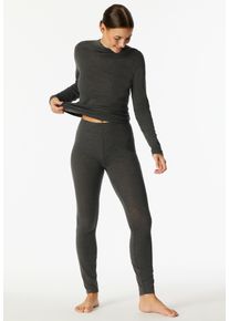 Leggings Schiesser "Premium Warming", Damen, Gr. 36, N-Gr, dunkelgrau, gem., Single Jersey, Obermaterial: 85% Lyocell, 10% Wolle, 5% Elasthan, figurbetont lang, Hosen Leggings, Wollanteil, w&auml;rmend
