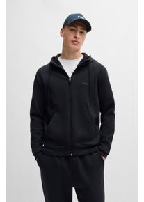 Kapuzensweatjacke BOSS Green "Saggy", Damen, Gr. L, blau (dunkelblau402), Sweatware, Obermaterial: 95% Baumwolle, 5% Elasthan, unifarben, regular fit h&uuml;ftlang, hoch geschlossener Ausschnitt, weit elastischer Bund, Sweatjacken Kapuzensweatjacke, mit BOSS Aufdruck