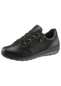 Sneaker Ara "OSAKA", Damen, Gr. 7 (40,5), grau (schwarz, anthrazit), Glattleder, Lackleder, Schuhe Sneaker, Schaftrandpolsterung, G-Weite, Freizeitschuh, Halbschuh, Schn&uuml;rschuh