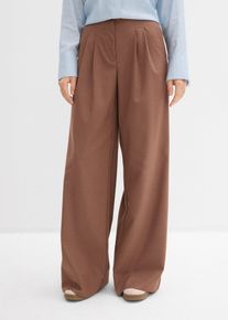 bonprix Bundfaltenhose mit Bequembund, braun, Gr.54, schicke Bundfaltenhose mit elastischem Bund