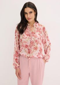 bonprix Chiffontunika mit Bindedetail, rosa, Gr.46, stylische Chiffonbluse mit Bindedetails