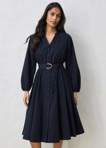 bonprix Hemdblusenkleid aus Seiden-Anteil und G&uuml;rtel, schwarz, Gr.42, Fr&uuml;hlingshaftes Kleid mit passenden G&uuml;rtel, aus sch&ouml;nen Baumwoll-Seiden-Mix, 80% Baumwolle (organic)