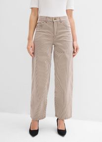 bonprix Ballon Fit-Hose mit Streifen, braun, Gr.52, Verk&uuml;rzte Balloon Leg mit mittlerem Bund, 98% Baumwolle
