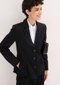 bonprix Blazer mit eingelegten Falten, schwarz, Gr.50, eleganter Blazer mit eingelegten Falten