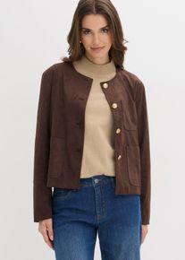 bonprix Velourslederimitat-Jacke, braun, Gr.42, schicke Velourslederimitat-Jacke