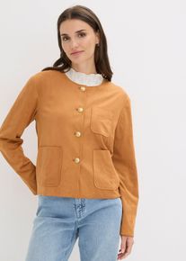 bonprix Velourslederimitat-Jacke, braun, Gr.44, schicke Velourslederimitat-Jacke
