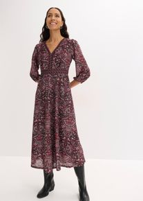 bonprix Jerseykleid, schwarz, Gr.48/50 (XL), feminines Jerseykleid in Midil&auml;nge mit 3/4-&Auml;rmeln