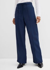 bonprix Gerade geschnittene Hose mit Bequembund, blau, Gr.38, Hose mit einer Biesennaht an der Vorderseite sowie einem Bindeband