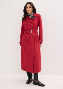bonprix Long-Trenchcoat mit Tailleng&uuml;rtel, rot, Gr.44, Modischer Trenchcoat mit G&uuml;rtel, aus 100% Baumwolle