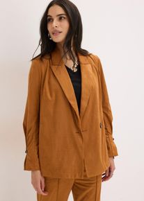 bonprix Velourslederimitat Blazer, braun, Gr.44, stylischer Blazer aus VelourlederimitatLederimitat