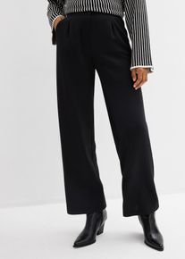 bonprix Bequeme Hose aus weichem Scuba, schwarz, Gr.40, Hose mit hoher Taille, Seitentasche und weitem Bein